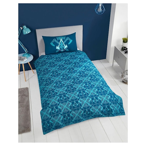 Assassins Creed Valhalla Påslakan Set Enkelsäng Svart/Blå Black/Blue Single