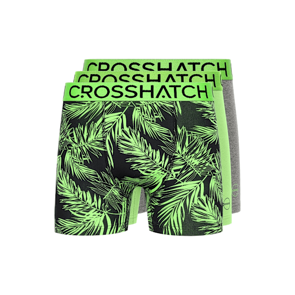 Crosshatch Grimsby boxershorts för män (3-pack) M Grön/Grå/Svart Green/Grey/Black M