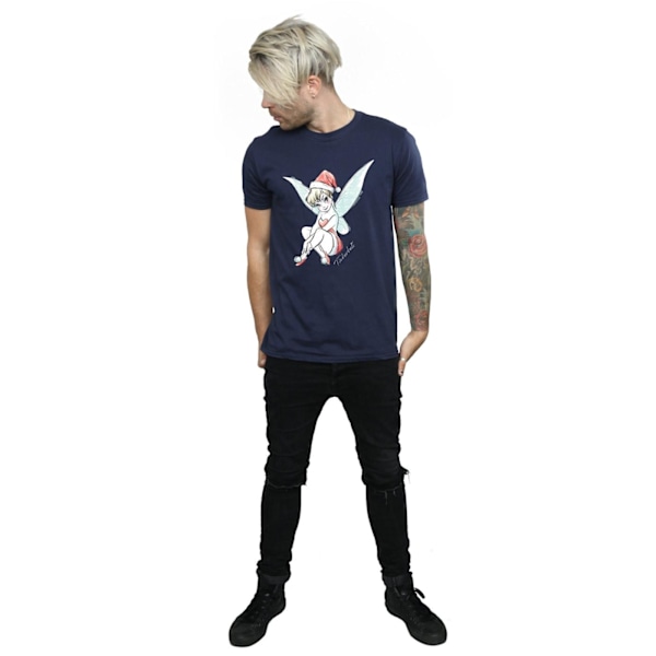 Disney Mens Tinkerbell Julfe T-Shirt XL Marinblå Navy Blue XL