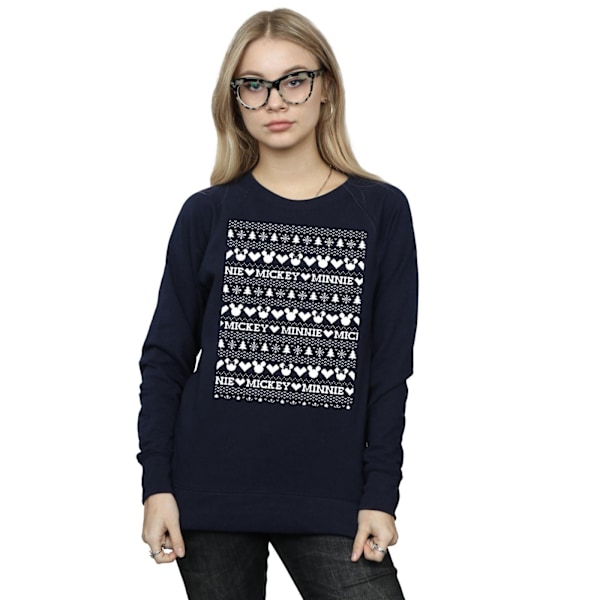 Disney Dam/Damer Mickey Och Minnie Jul Fair Isle Tröja Navy Blue L