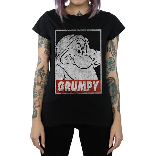 Snövit och de sju dvärgarna Dam/Dam Grumpy Poster Bomull T-shirt Black XL