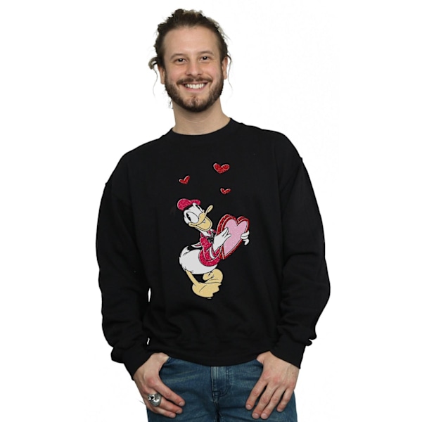 Disney Herr Donald Duck Love Heart Sweatshirt S Svart Black S