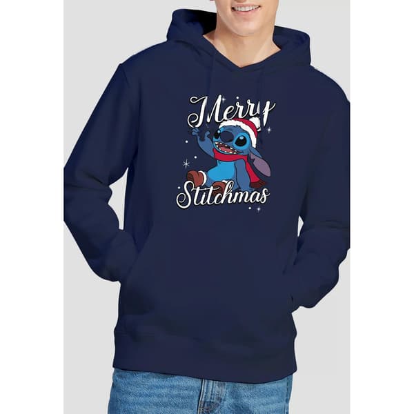 Lilo & Stitch Herr Merry Stitchmas Hoodie M Marinblå Navy M
