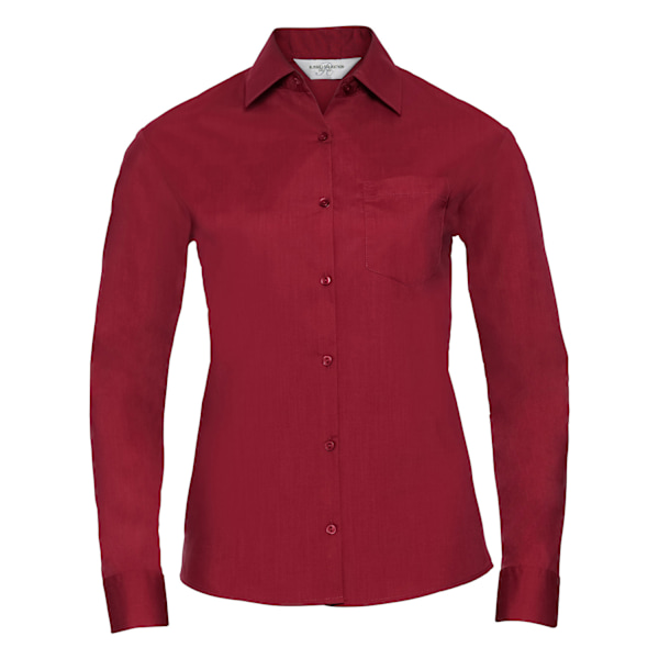 Russell Collection Dam/Damer Poplin Lätt-Skötsel Långärmad Classic Red XXL