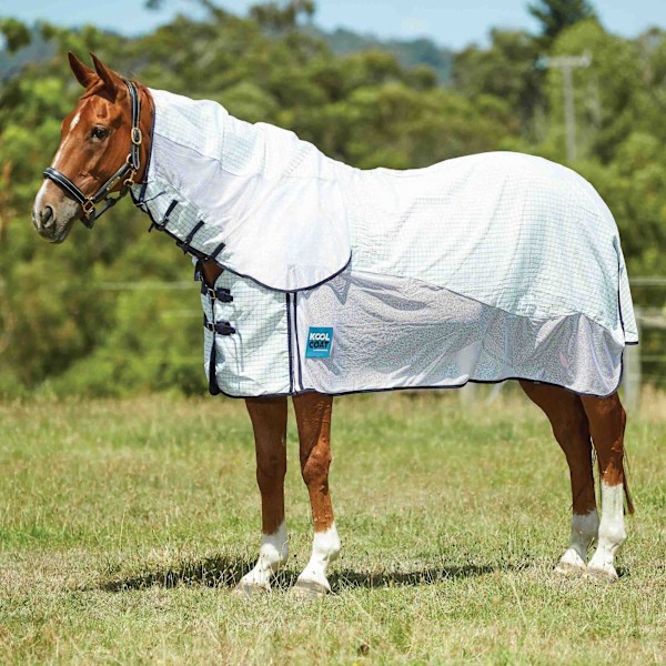 Kool Coat Airstream III Combo Neck Rutig Hästtäcke 5´ White/Navy 5´