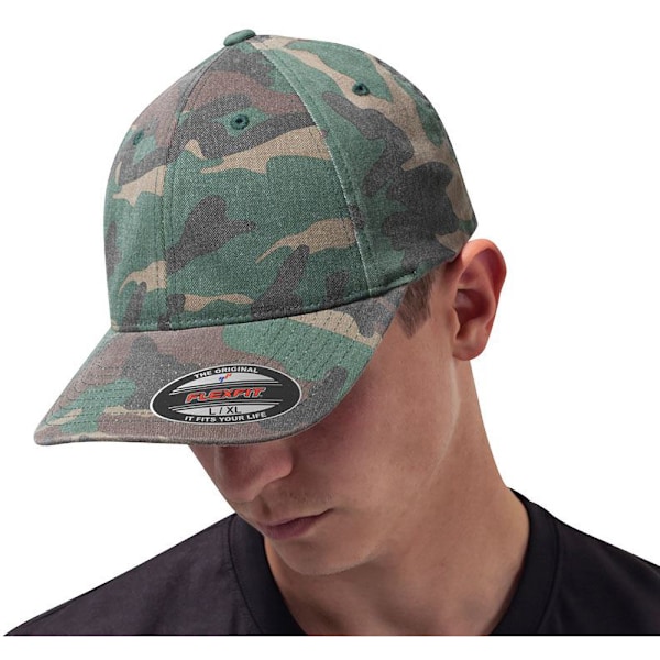 Flexfit Garment Washed Camo Baseball Cap S/M Green Camo Green Camo S/M