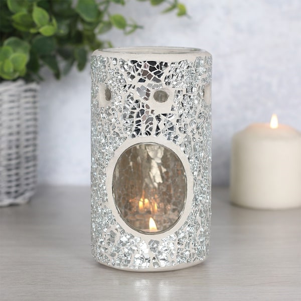 Something Different Crackle-Effect Pelare Oljebrännare En Storlek S Silver One Size
