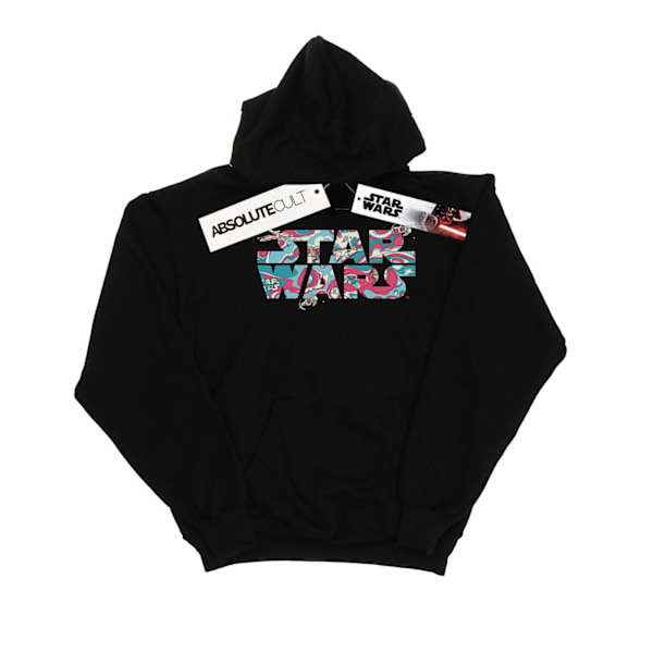 Star Wars Dam/Kvinnor Wavy Ship Logo Hoodie S Svart Black S