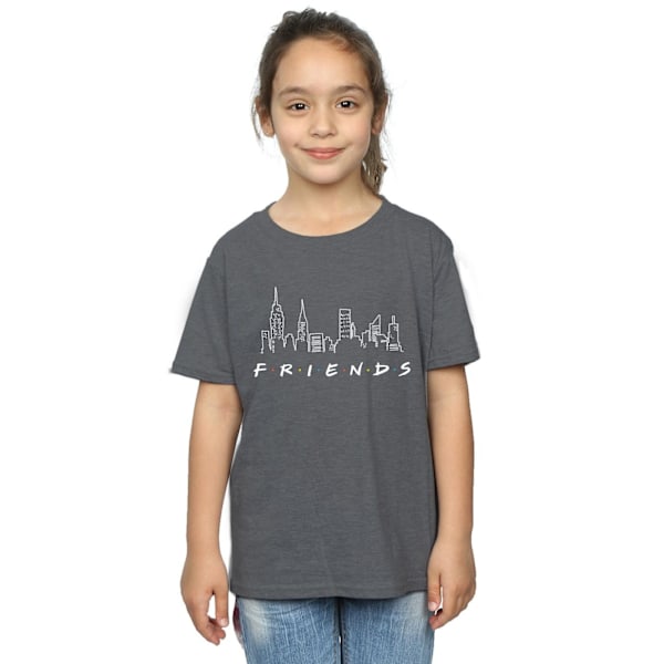 Friends Flickor Skyline Logo Bomulls T-shirt 3-4 År Mörk Heather Dark Heather Grey 3-4 Years
