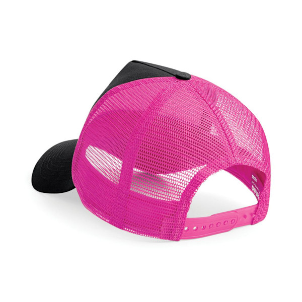 Beechfield Herr Halv Mesh Trucker Cap / Huvudbonad En Storlek Svart Black/Fuchsia One Size