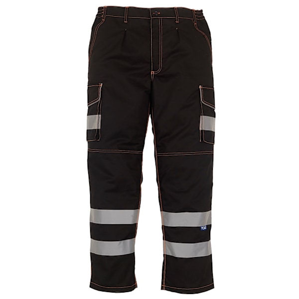 Yoko Hi Vis Polycotton Cargo Byxor Med Knäskyddsfickor För Herrar Black 40R