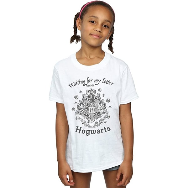 Harry Potter flickor väntar på mitt brev Hogwarts Crest bomull White 5-6 Years