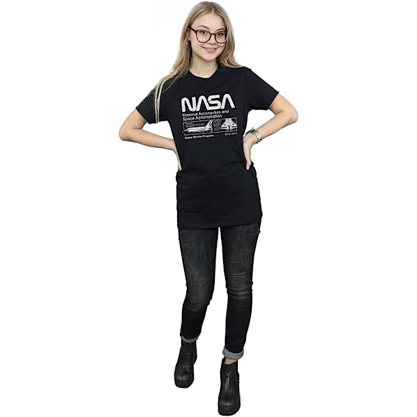 NASA Dam/Kvinnor Rymdfärjan Bomull Boyfriend T-Shirt L Bla Black L