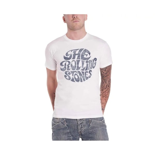 The Rolling Stones Unisex Vuxen 70-talets Vintage Logo T-shirt L Vit White L