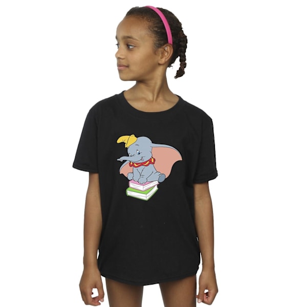 Disney Girls Dumbo Sitting On Books Bomull T-Shirt 7-8 År Bl Black 7-8 Years