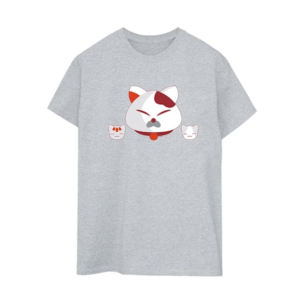 Disney Dam/Kvinnor Big Hero 6 Baymax Kattunghuvuden Bomull Pojkvän T-shirt Sports Grey S