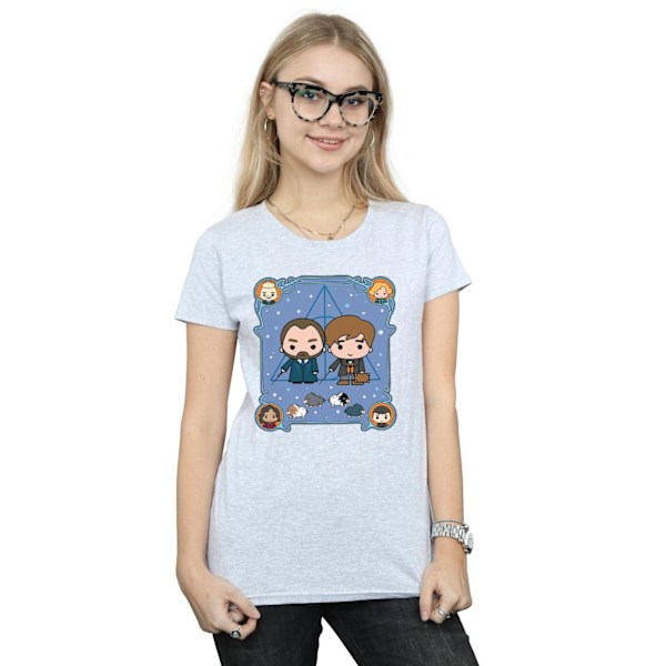 Fantastiska vidunder Kvinnor/Damer Chibi Newt Och Dumbledore Bomull Sports Grey XXL