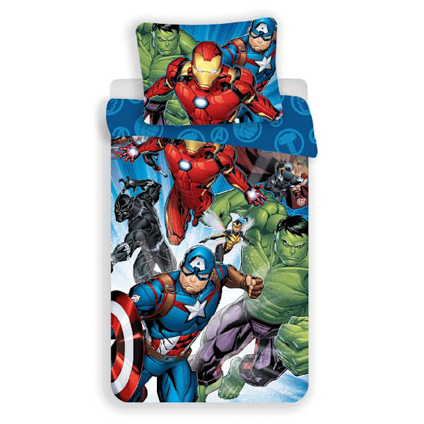 Marvel Avengers Påslakan Set Enkelsäng Blå/Grön/Röd Blue/Green/Red Single