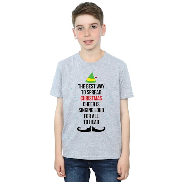 Elf Boys Christmas Cheer Text T-Shirt 9-11 år Sports Grey Sports Grey 9-11 Years