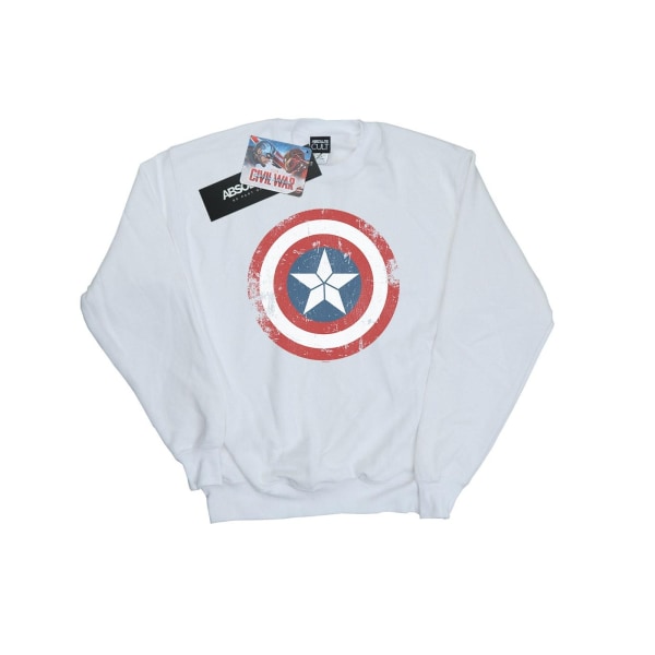 Marvel Womens/Ladies Captain America Civil War Distressed Shiel White L