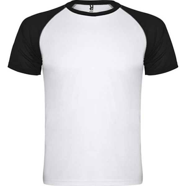Roly Unisex Indianapolis T-shirt för vuxna med korta ärmar, XXL White/Solid Black XXL
