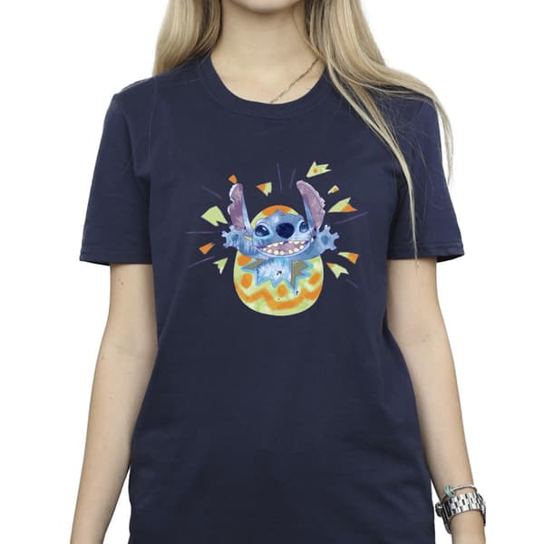 Disney Dam/Dam Lilo & Stitch Cracking Egg Bomull Boyfriend Navy Blue L