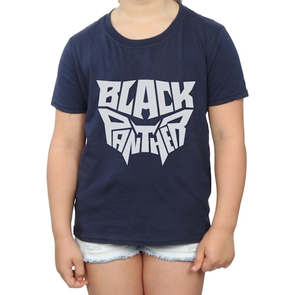 Marvel Girls Black Panther Worded Emblem Bomull T-shirt 9-11 År Navy Blue 9-11 Years