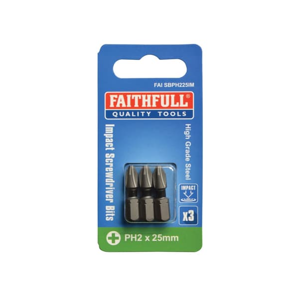 Faithfull Slagskruvmejselbits, Phillips PH2 x 25mm Multi Co Multi Colour PH2 x 25mm