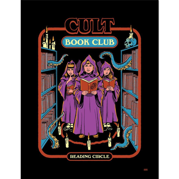 Steven Rhodes Cult Book Club Inramad affisch 40cm x 30cm Lila/B Purple/Blue 40cm x 30cm