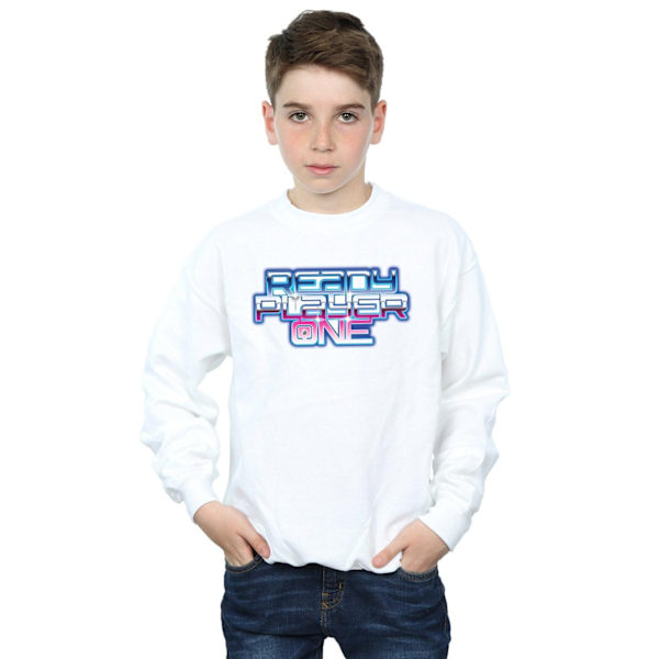 Ready Player One Boys Gradient Logo Sweatshirt 7-8 år Vit White 7-8 Years