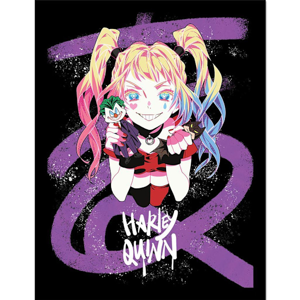Batman Harley Quinn Pigtails Inramad Poster 40cm x 30cm Flerfärgad Multicoloured 40cm x 30cm