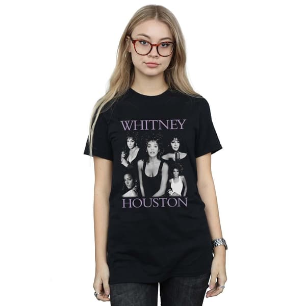 Whitney Houston Dam/Dam Multiple Pose Bomull Boyfriend T-shirt Black 3XL