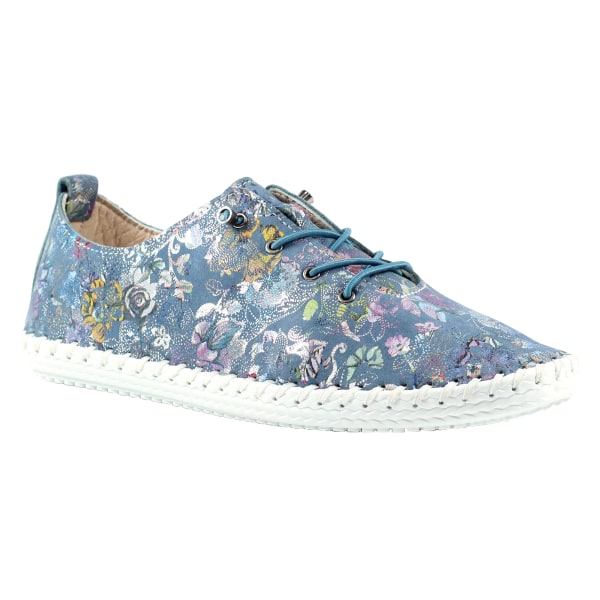 Lunar Dam/Dam Exbury Blommig Läder Plimsolls 7 UK Blå Blue 7 UK