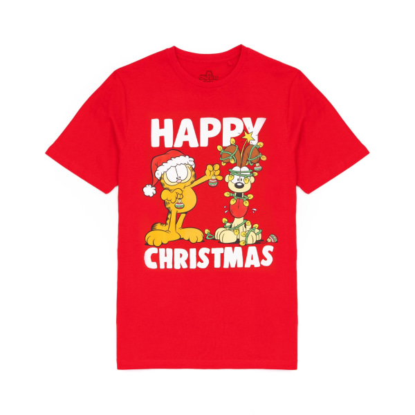 Garfield Mens Happy Christmas T-Shirt L Röd Red L