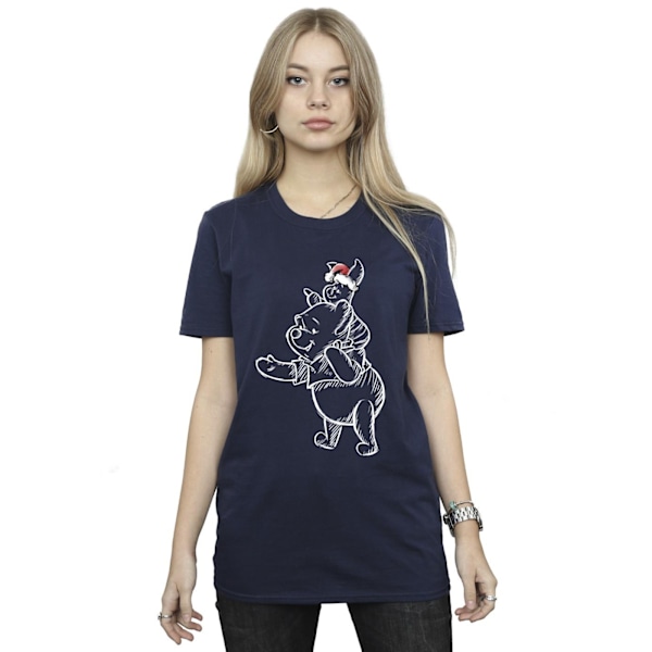 Disney Dam/Damer Winnie The Pooh Piglet Jul Bomull Boyfriend T-Shirt XXL Marinblå Navy Blue XXL