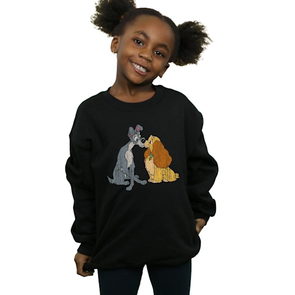 Disney Girls Lady And The Tramp Distressed Kiss Sweatshirt 12-1 Black 12-13 Years