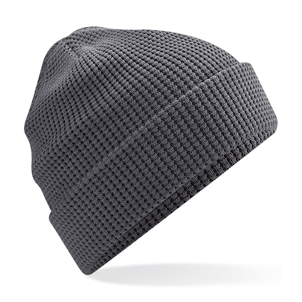 Beechfield Cuffed Organic Cotton Waffle Beanie One Size Graphit Graphite Grey One Size