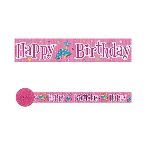 Amscan Crepe Princess Happy Birthday Streamer One Size Rosa/Vit Pink/White One Size