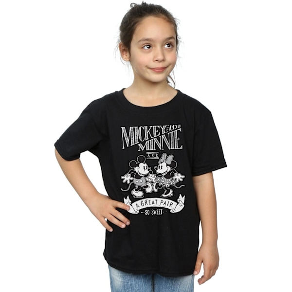 Disney Girls Mickey och Minnie Mouse Great Pair Bomull T-shirt Black 7-8 Years