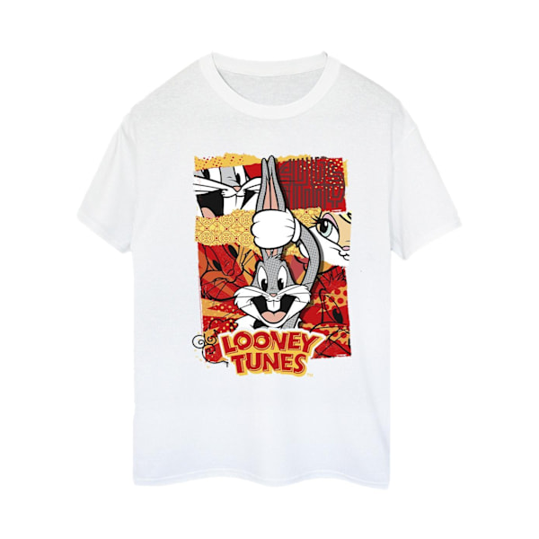 Looney Tunes Dam/Damer Bugs Kanin Comic Nyår Bomull Pojkvän T-shirt White XXL