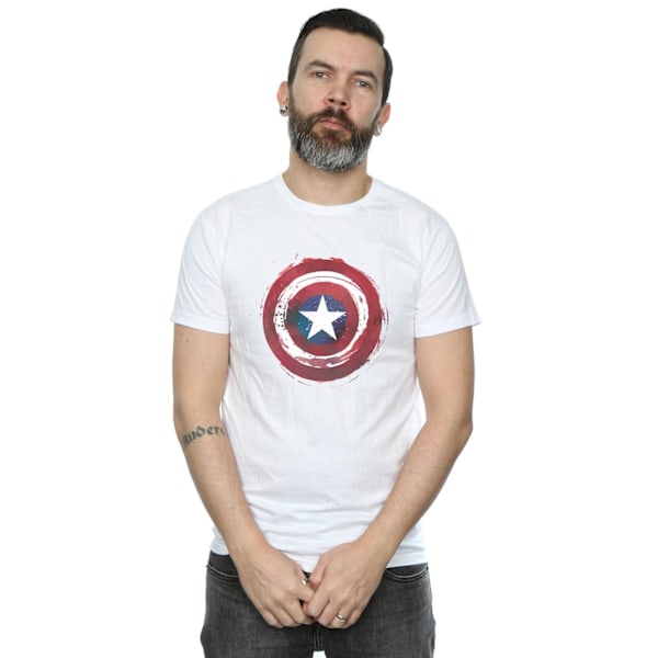 Marvel Herr Captain America Splatter Shield T-Shirt XL Vit White XL