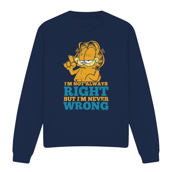 Garfield Unisex Vuxen Never Wrong Sweatshirt S Marinblå Navy S