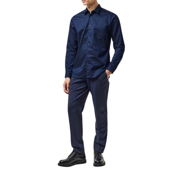 Ted Baker Herr Geometrisk Slim Formell Skjorta 15in Marinblå Navy 15in