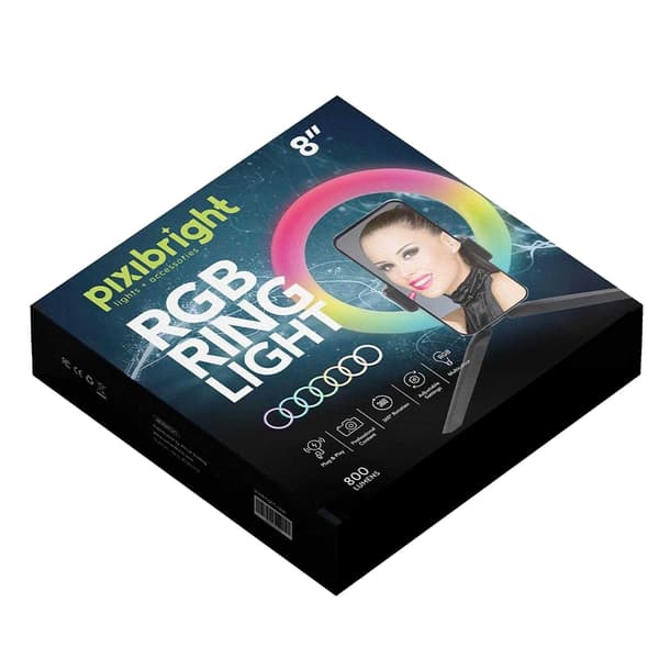 Pixibright Ring Light 8 tum Svart Black 8in