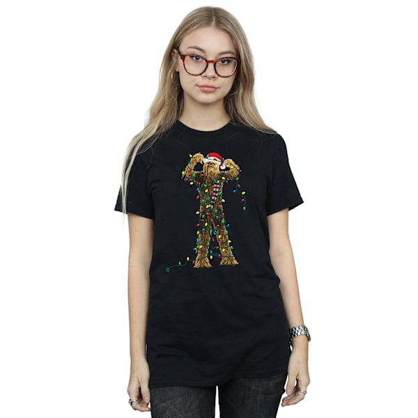 Star Wars Dam/Damer Chewbacca Julbelysning Bomull Pojkvän T-shirt Black M