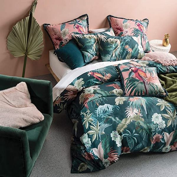Linen House Fernanda Påslakanset Dubbel Grön/Rosa Green/Pink Double