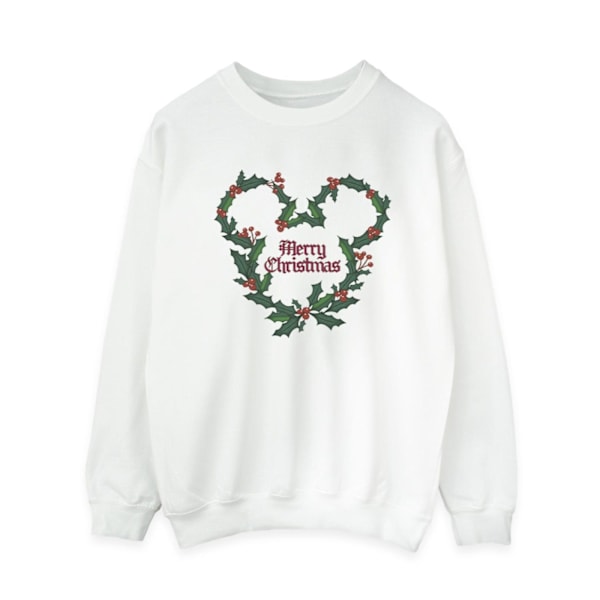 Disney Womens/Ladies Mickey Mouse Merry Christmas Holly Sweatshirt XXL Vit White XXL