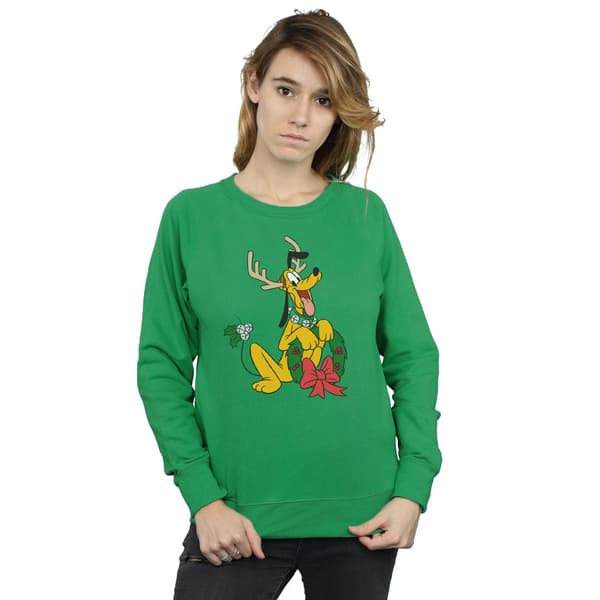 Disney Dam/Kvinnor Pluto Jul Ren Sweatshirt S Iris Irish Green S