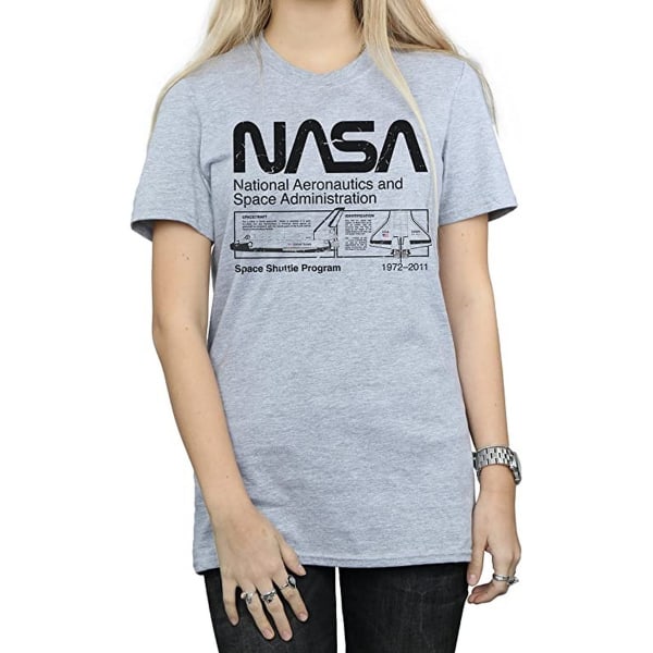 NASA Klassisk rymdfärja för damer/damer pojkvän T-shirt XL S Sports Grey XL