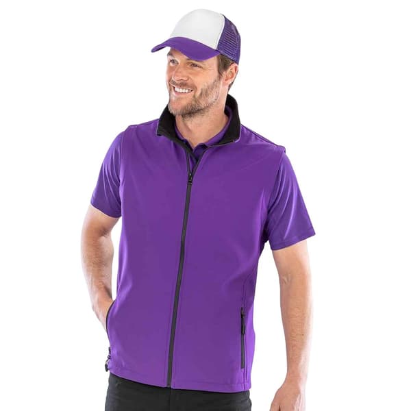 Result Herr Core Printable Soft Shell Bodywarmer M Lila/Svart Purple/Black M